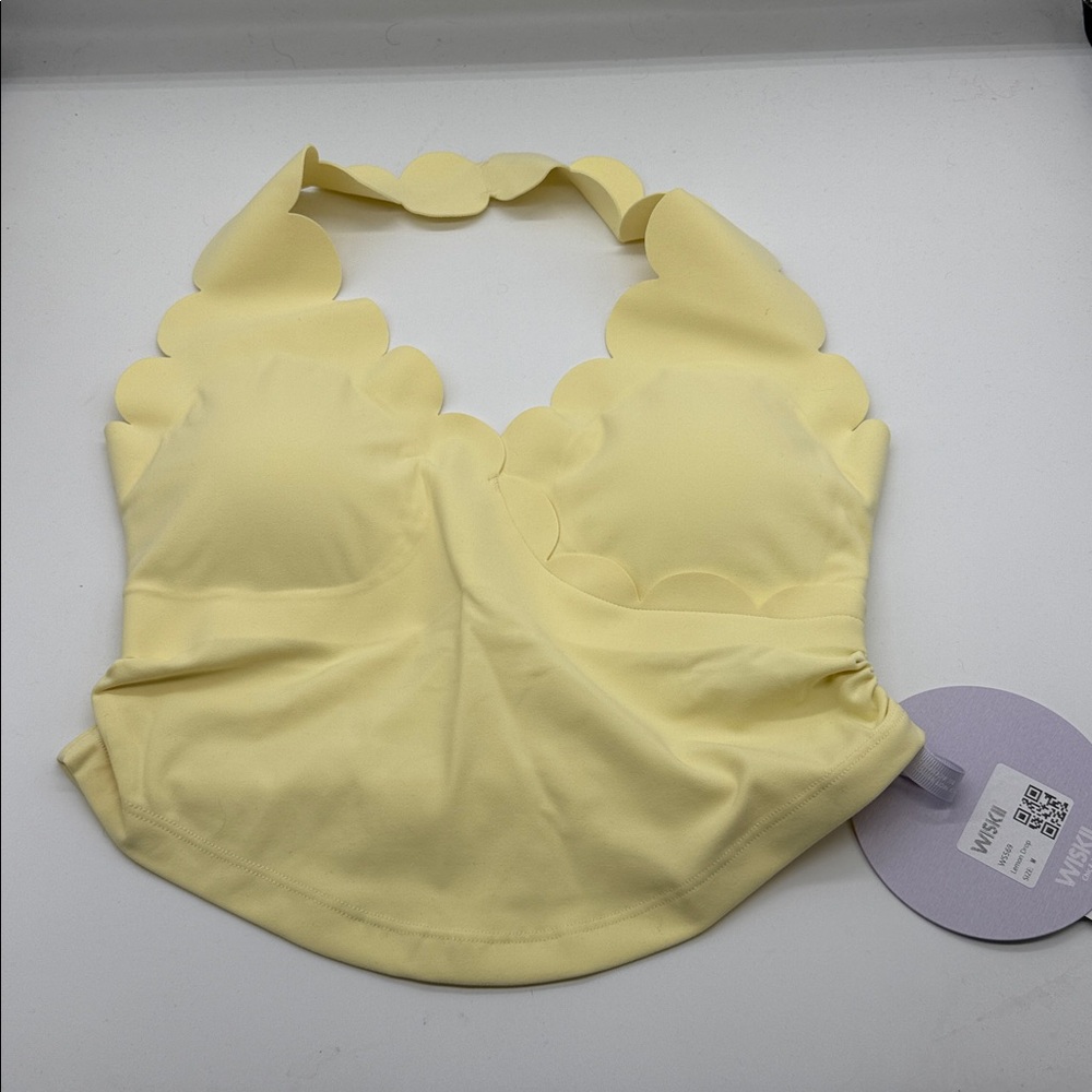 Scallop Halter Tank Top - Yellow - Picture 6 of 7